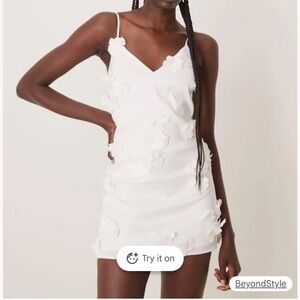Abercrombie & Fitch White Applique Floral Mini Dress